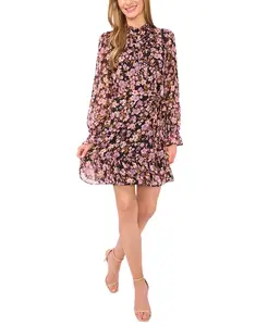 Женское мини-платье с длинными рукавами Cece, черный