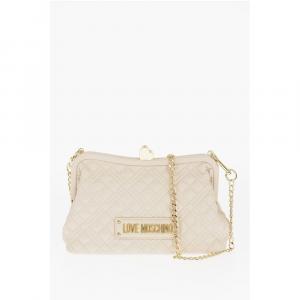 LOVE стеганая сумка из искусственной кожи с золотой цепочкой и сердцем Moschino, бежевый