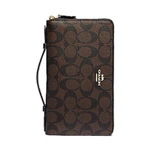 COACH Кожаный клатч-кошелек Canvas для мужчин коричневый