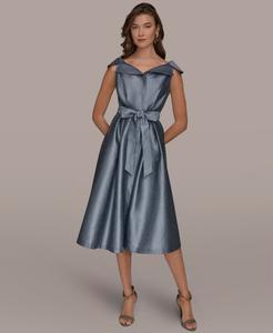 Женское миди-платье с V-образным вырезом и поясом Donna Karan New York, Tempest