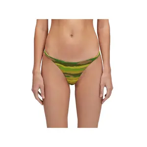 Низ бикини Sundek Ana slip with triple lacing print abstract wave, зеленый