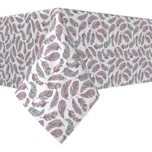 Квадратная скатерть, 100 % хлопок, 52x52 дюйма, с узором из перьев.