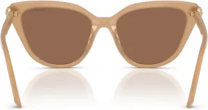 Женские солнцезащитные очки Swarovski SK6039f с низкой переносицей, модель «кошачий глаз», Milky Beige/Bronze