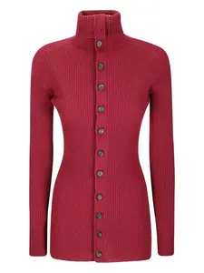 Ребристый свитер с высоким воротом Yohji Yamamoto, красный