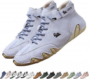 Мужские и женские ортопедические ботинки Чакка ручной работы из кожи, водонепроницаемые легкие ботинки для вождения, удобные для прогулок и нескользящие для походов Generic, небесно-голубой