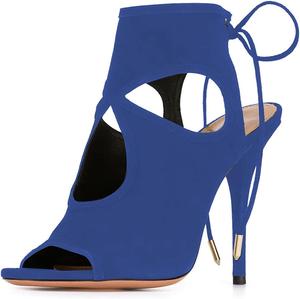 Женские ботильоны YDN с открытым носком на высоком каблуке, вырезами и ремешком с бантом, туфли на шпильке, Blue
