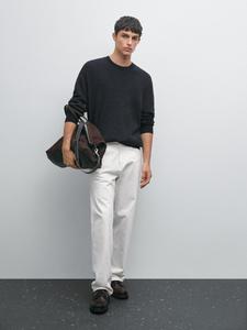 Вязаный свитер с эффектом денима Massimo Dutti, темно-синий