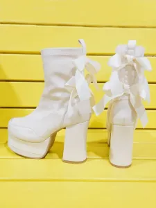 Ботинки с лентой сзади Yosuke Usa, цвет Ivory