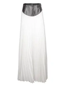 Плиссированная юбка Laurel из кожи с высокой талией Brandon Maxwell, белый
