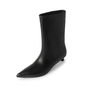 Echo&yolo Высокие сапоги на среднем каблуке 3-5 см женские черные с подкладкой из флиса, цвет Black Crew Fleece-Lined