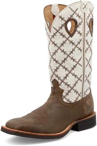Женские ковбойские сапоги Twisted X 11 Ruff Stock с широким квадратным носком и подошвой CellSole, Bomber & White