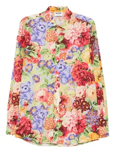 Рубашка с цветочным принтом Moschino, синий