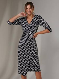 Геометрическое платье-футляр с запахом Jolie Moi, Blackgeo