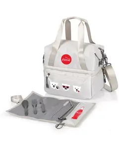 Сумка-холодильник Coca-Cola 17 л Tarana с набором столовых приборов Oniva, серый