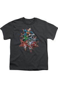 Футболка с коротким рукавом для подростков "Justice League of America" с эффектом звездного взрыва Gildan, Charcoal