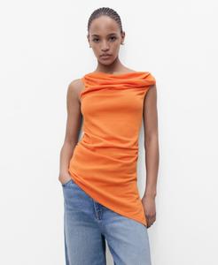 Женский вязаный топ с драпировкой MANGO, Orange