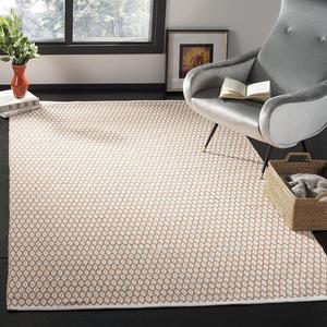 Ковер SAFAVIEH, 183 x 183 см, Montauk Collection - Orange & Ivory, ручной работы хлопок, идеален для помещений с высокой проходимостью в гостиной, спальне (MTK608D)