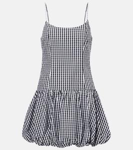 Собранная хлопковая мини-юбка в клетку из поплина Faithfull, Black Gingham
