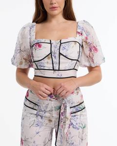 Блузка женская Bebe, цвет sketch blossom print/ black