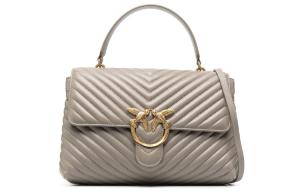 Овчинная наплечная сумка через плечо женская классическая тауповый PINKO