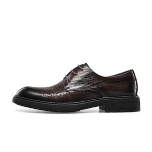 KANGNAI Мужские туфли для костюма черные с темно-коричневым низкий каблук, цвет Dark Brown