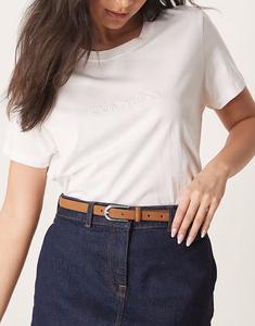 Узкий пояс на талию и бедра из искусственной замши ASOS DESIGN бежевого цвета