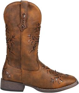 Женские ботинки ROPER Kennedy с перламутровыми вставками, квадратный носок, на молнии, повседневные, средний голень, низкий каблук 1-2" - коричневый