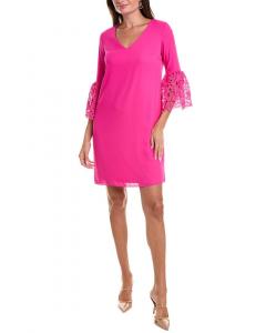 Кружевное платье прямого кроя с рукавами-колокольчиками Joseph Ribkoff, розовый