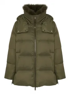 Пуховик с шерстяным воротником YVES SALOMON, зеленый