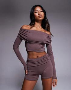 Короткие шорты Bo&Tee с отворотом, серо-коричневый цвет