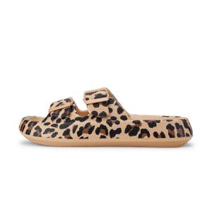 EVA Скользящие Тапочки Без Шума Противоскользящие Устойчивые к Истиранию с Вырезами Унисекс XMISTUO, 5017-2 Хаки, Изысканный Леопардовый Принт Черная Пряжка