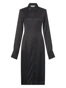 Миди-платье-рубашка, обернутое сатином Marine Serre, черный