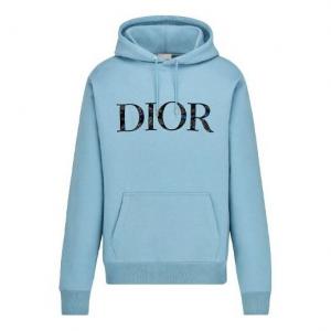Толстовка men's x peter doig crossover fw21 cotton fleece material light blue Dior, голубой
