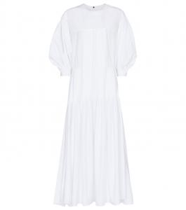 Платье миди из хлопка Jil Sander, белый