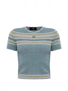 Футболка в полоску с логотипом-пластиной AMIRI, синий