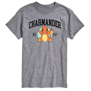 Футболка с графическим принтом большого и высокого покемона Чармандера Licensed Character, серый