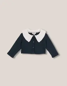 Детская курточка с контрастным воротником Gocco, темно-зеленый