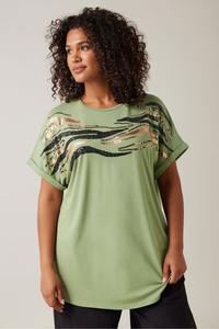 Футболка с пайетками и принтом «зебра» Evans, зеленый