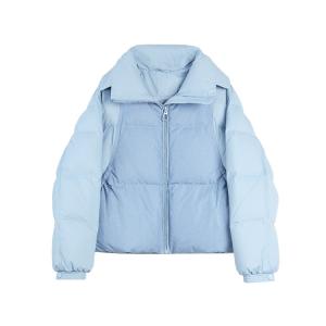 ELLE Пуховик Women's Blue Lapel Moderate Puffer