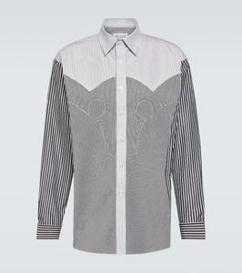 Полосатая рубашка из смесового хлопка Maison Margiela, черный