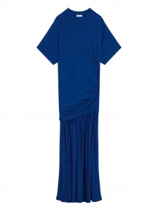 Платье асимметричного кроя со сборками Ferragamo, синий