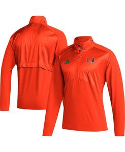Мужская оранжевая куртка Miami Hurricanes Sideline AEROREADY с рукавами реглан и молнией четверти adidas