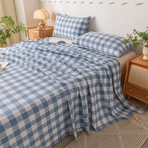 Avivi Простыня 240х270 см из грубого хлопка, пазл - сине-белая клетка