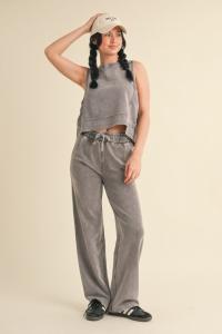 Женский топ без рукавов с эффектом минеральной стирки TRUEDAMES, charcoal