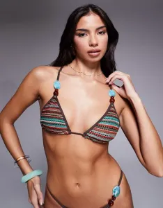 Лиф бикини с треугольными полосками и окантовкой шоколадного цвета ASOS DESIGN River крючком