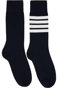 Хлопковые носки средней высоты с четырьмя полосами Thom Browne, темно-синий