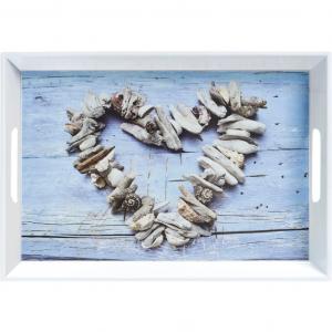 Поднос Herz, изготовленная из высококачественного меламина Zeller Present, белый/аквамариновый