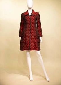 Платье-молния из тканого жаккарда с карманами цвета мерло Samuel Dong, цвет merlot