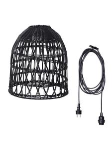 Marelida Абажур из ротанга для использования внутри и снаружи помещений, цоколь E27, высота кабеля: 33 см, черный