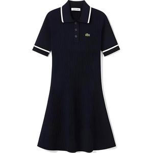 Хлопковое платье с логотипом LACOSTE, синий